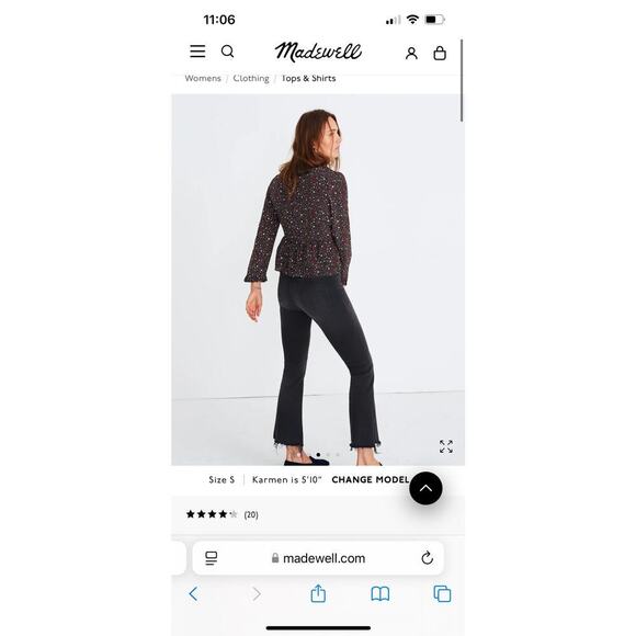 Madewell Black Silk Ruffle-Hem Wrap Top in Starry Night Women’s Size Large - Picture 9 of 10